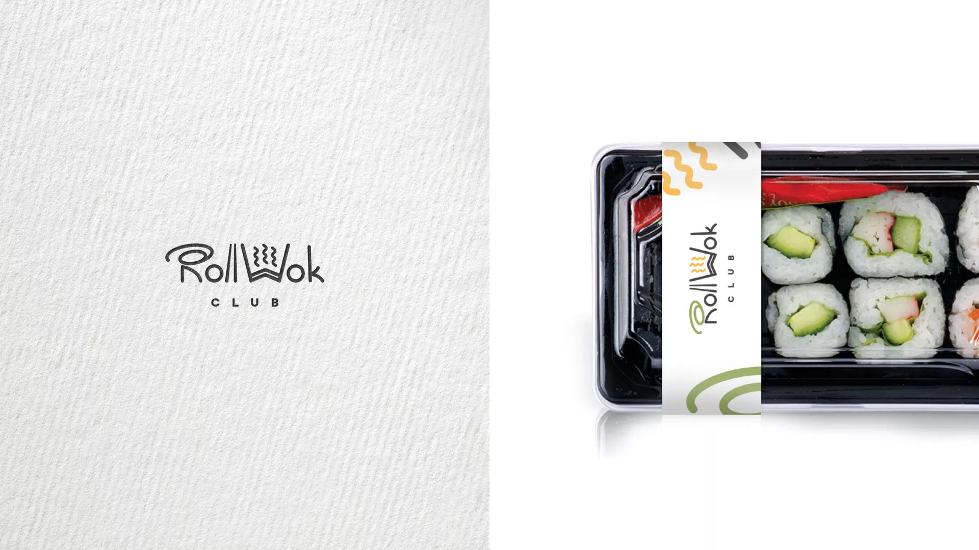 Разработка наклеек для суши-бара «Roll Wok Club» в Астрахани